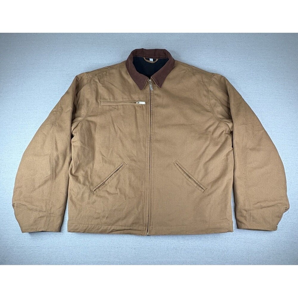 Vintage 90s J.B. Hunt Blanket Lined Detroit Canvas Work Jacket Brown Men's 3XL